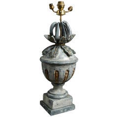 Large 18th Century Painted Finial as a Lamp Base