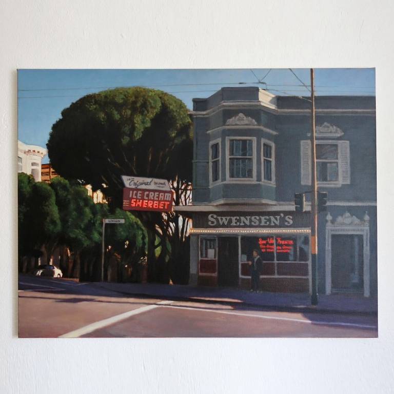 The early Spring sun in San Francisco outside the first Swensen’s Ice Cream on Union Street. 

The company was started in 1948 by Earle Swensen, who had learned to make ice cream while serving in the U.S. Navy during World War II. Swensen opened