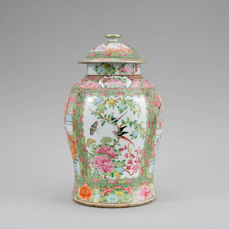 Canton Famille Rose Vase and Cover