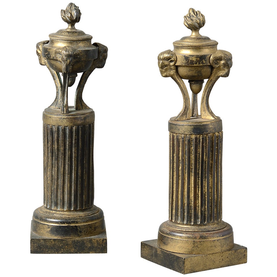 A Pair of Gilt Metal Mantel Ornaments at 1stdibs