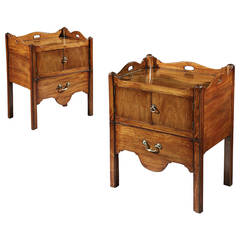 A Pair of George III Mahogany Bedside Cabinets