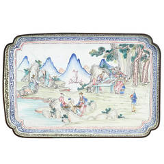 A Rare 18th Century Canton Enamel Tray