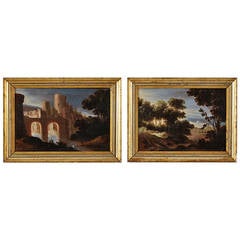 A Pair of 18th Century Landscapes - Town & Country