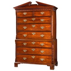 Chippendale Period Mahogany Tallboy or Chest on Chest
