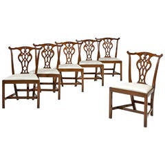 Set of Six Chippendale Design Dining Chairs