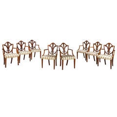 Set of 12 George III Period Satinwood Elbow Chairs by Gillows 12