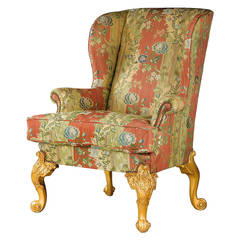Finely Carved 19th Century Giltwood Wing Chair 7