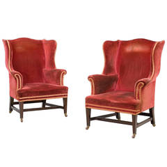 Pair of Chippendale Design Wing Chairs