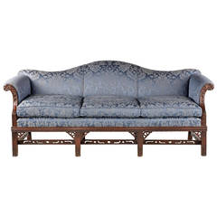 Chippendale Style Mahogany Framed Camel Back Sofa