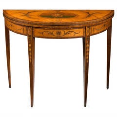 George III Period Satinwood Demilune Card Table 7