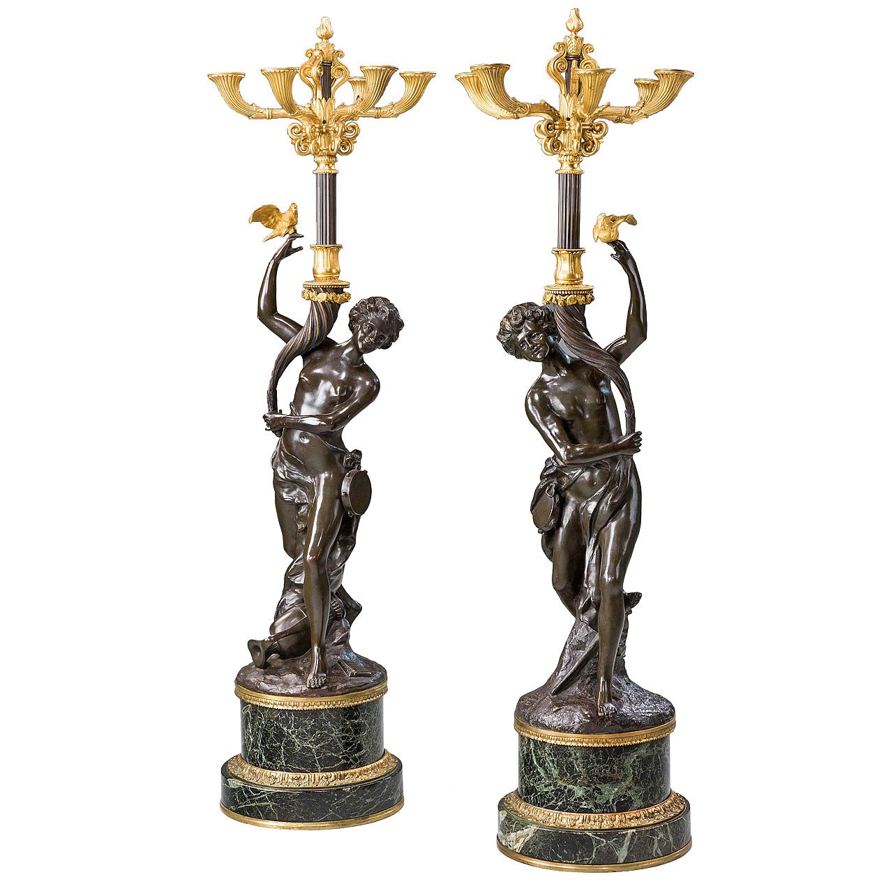 Pair of 19th Century Italian Bronze Candelabra
