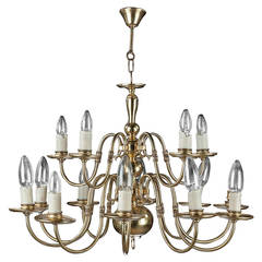 Twelve-Arm, Tiered Brass Chandelier