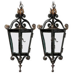 Antique Pair of Six-Glass Lanterns