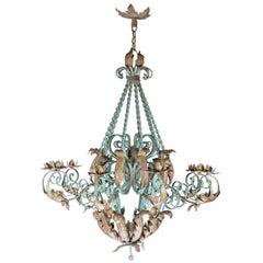 Early 20th Century Polychrome Wrought Iron Chandelier