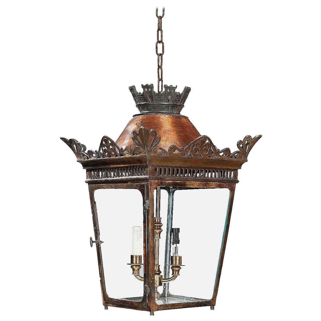 Early 20th Century Four Glass Lantern