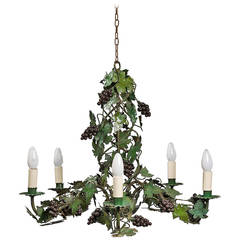 Late 19th Century Green Tole Chandelier 1