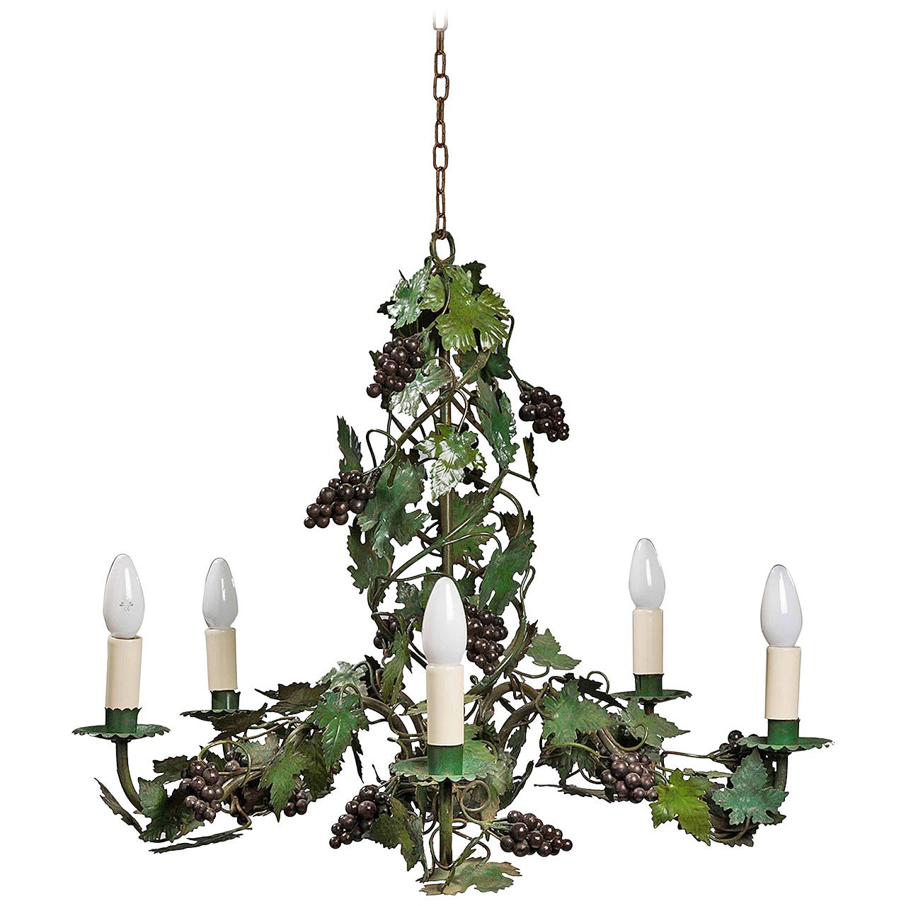 Late 19th Century Green Tole Chandelier