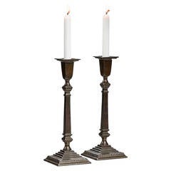 Pair Of Early 19th Century English Bronze Candlesticks 7
