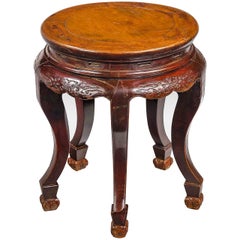 A Late 19th Century Oriental Hardwood Carved Stand on Sabre Legs