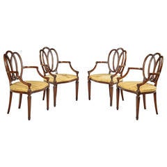 Set of Four Hepplewhite Style Elbow Chairs