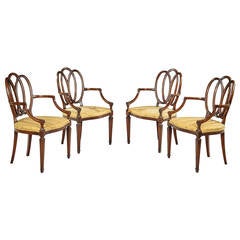 Set of Four Hepplewhite Style Elbow Chairs