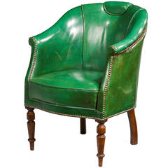 19th Century Green Leather Chair