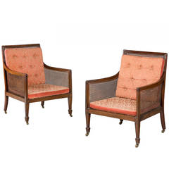 Antique Pair of Regency Style Bergere Chairs