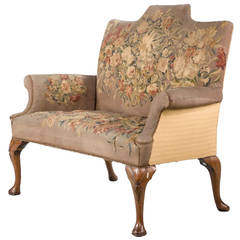 Antique Queen Anne Design Walnut Two-Seater Sofa