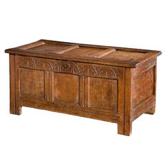 Early 18th Century Oak Three-Panel Coffer