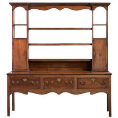 Antique George III Period Oak Dresser and Rack