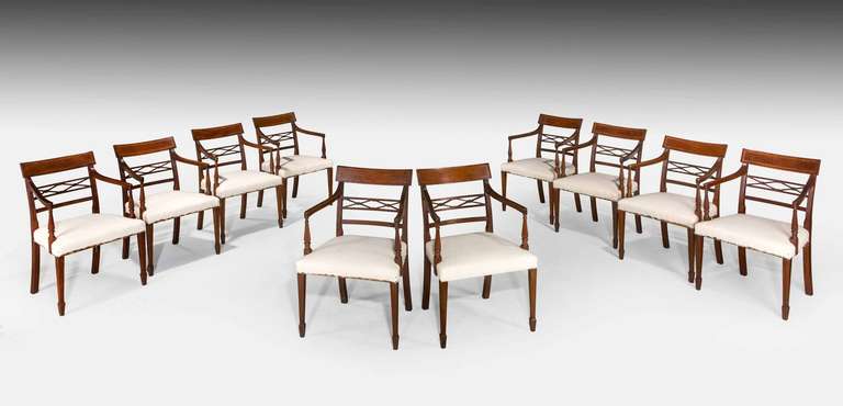 Set of Ten Sheraton Design Elbow Chairs
