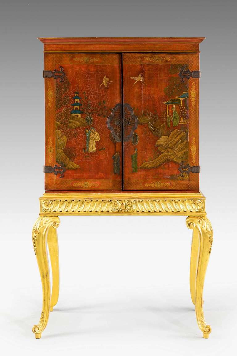 Chinoiserie Red Lacquered Cabinet In Excellent Condition In Peterborough, Northamptonshire