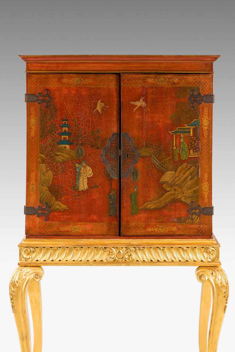 20th Century Chinoiserie Red Lacquered Cabinet