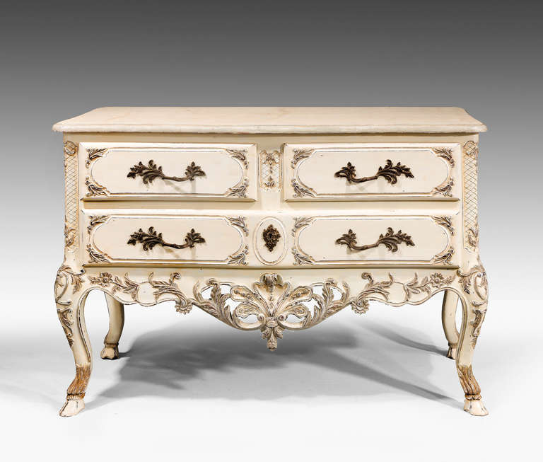 20th Century French White and Shaded Commode