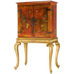 Vintage Chinoiserie Red Lacquered Cabinet