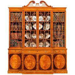 A George III Period Satinwood Breakfront Library Bookcase
