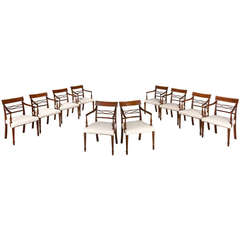 Set of Ten Sheraton Design Elbow Chairs
