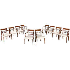 Set of Ten Sheraton Design Elbow Chairs