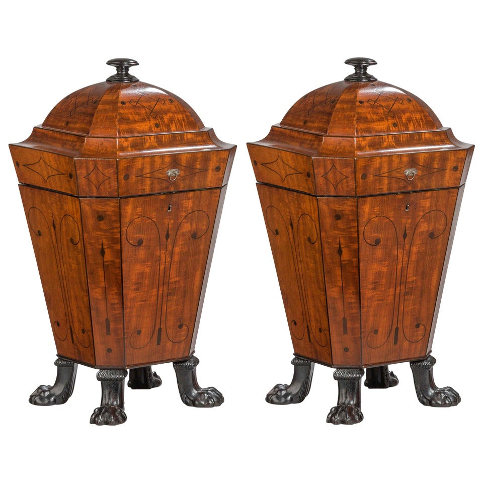 Pair of Regency Period Mahogany Knife Boxes For Sale