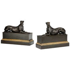 A Very Fine Pair of Bronze and Gilt Bronze Italian Greyhounds 12