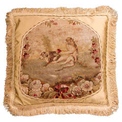 Cushion: 18th Century, Wool. Featuring a Scene from Aesop's Fables 5