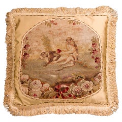 Cushion: 18th Century, Wool. Featuring a Scene from Aesop's Fables
