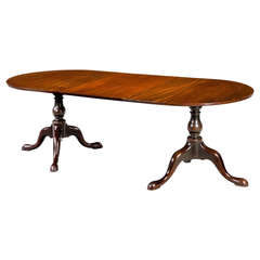 George III Period Mahogany Two Pillar Dining Table