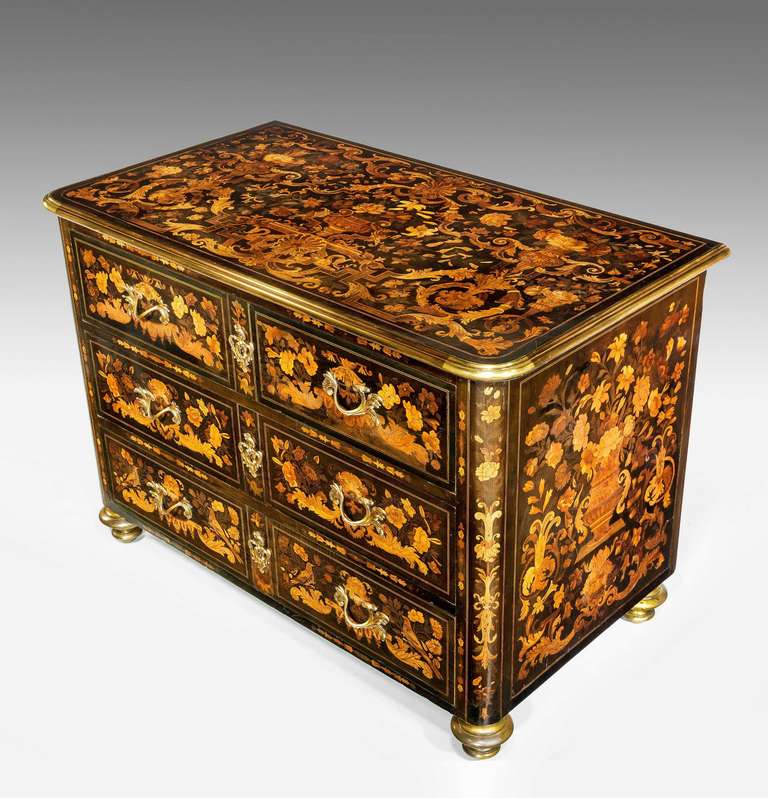 British Early 19th Century Marquetry Commode For Sale