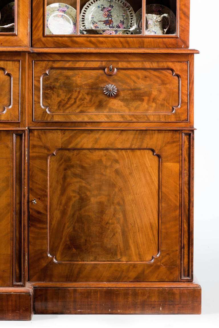 Chippendale Period Mahogany Breakfront Library Bookcase For Sale 1