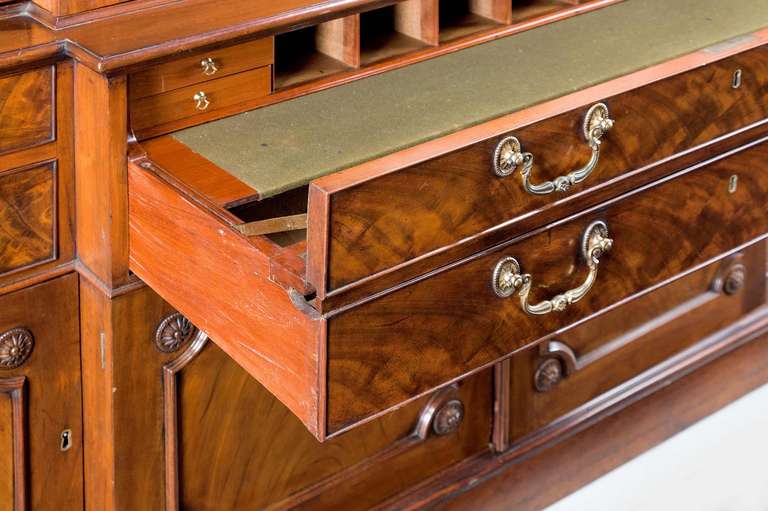 18th Century Chippendale Period Mahogany Breakfront Library Bookcase For Sale