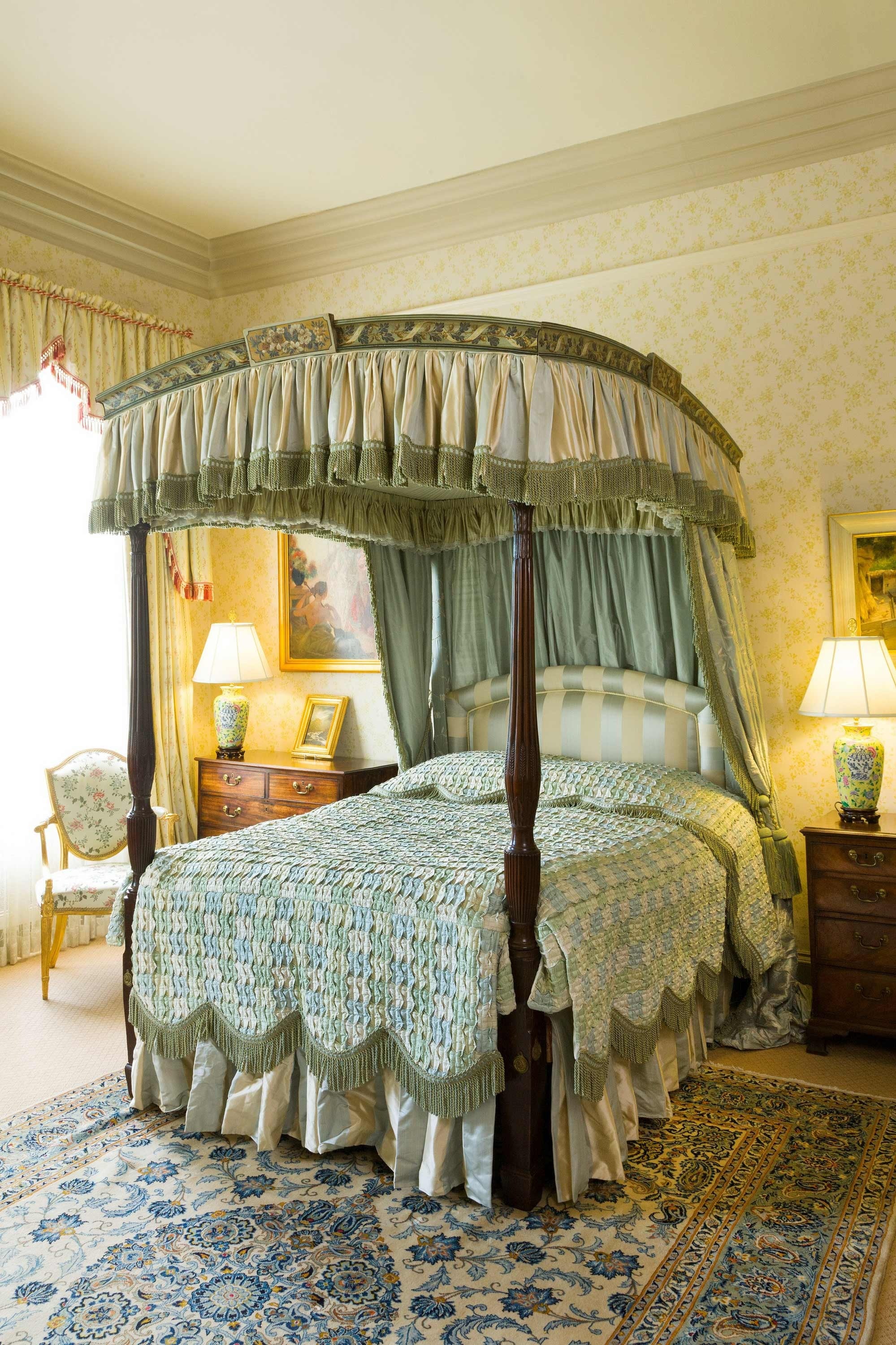 George III Period Mahogany and Painted Four-Poster Bed