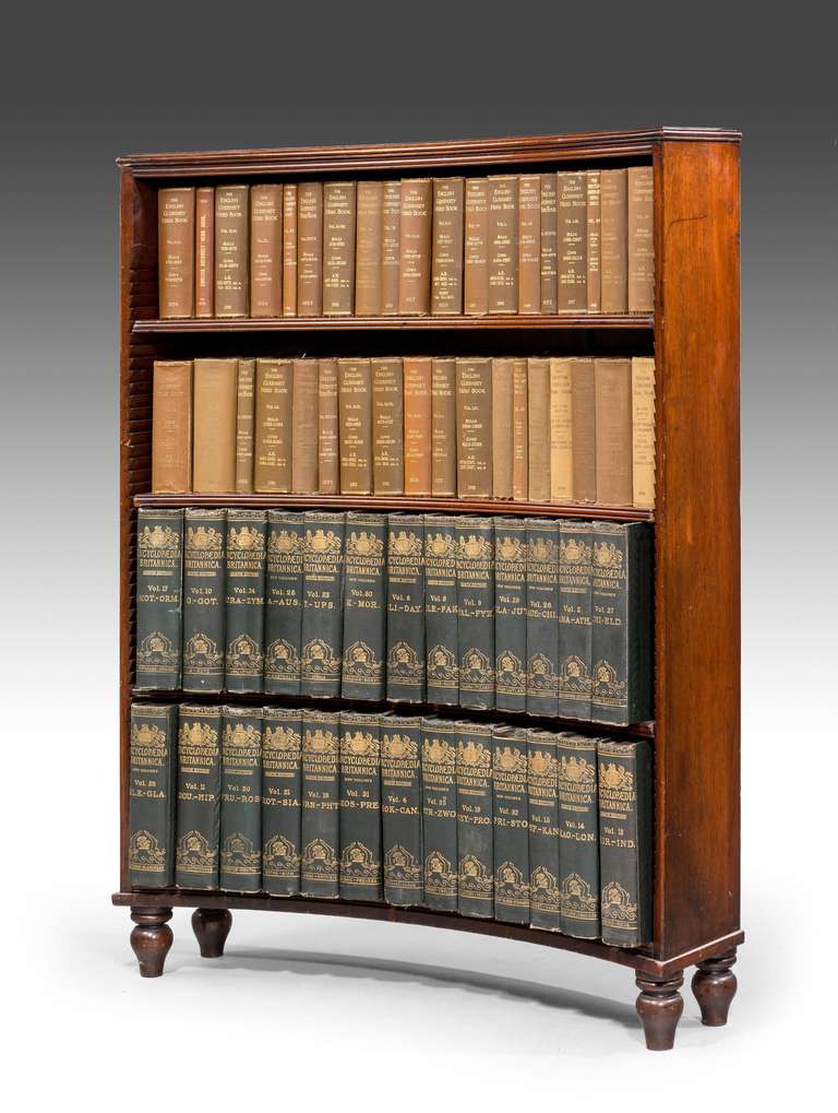 British Pair of George III Period Mahogany Concave Open Bookcases For Sale