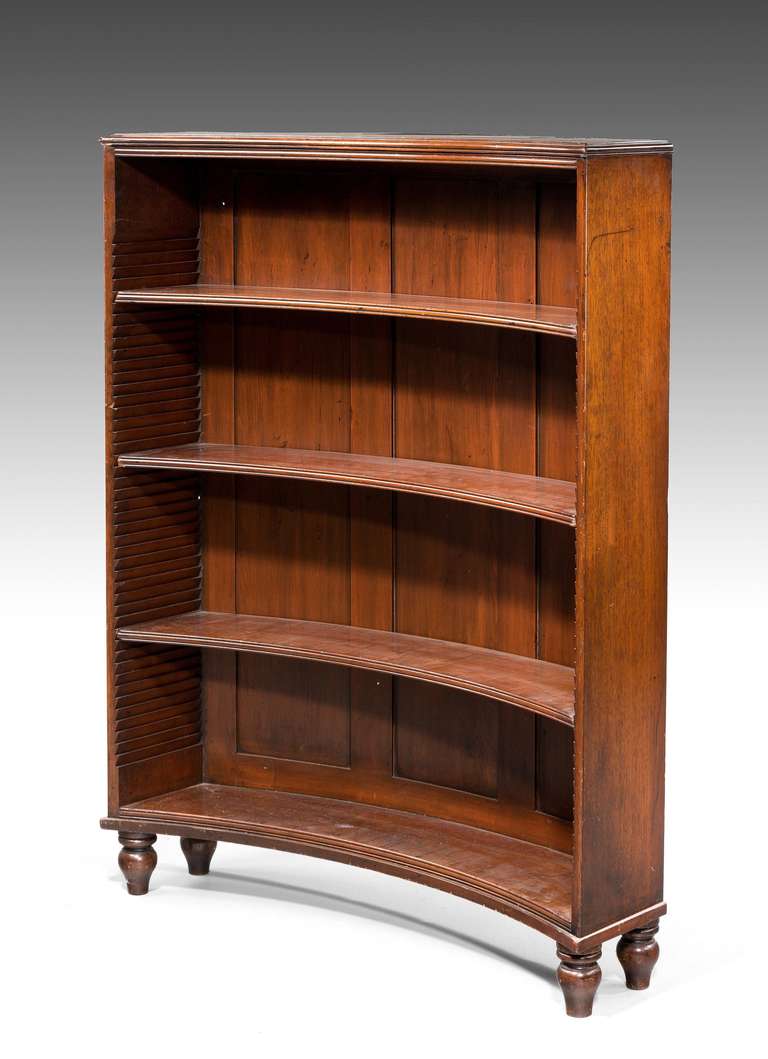 Pair of George III Period Mahogany Concave Open Bookcases For Sale 2