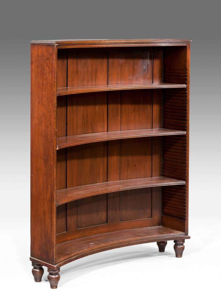 Pair of George III Period Mahogany Concave Open Bookcases For Sale 3